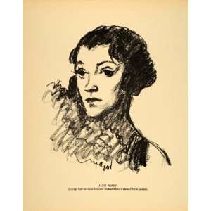 1938 Alice Brady Actress Henry Major Bugs Baer Litho.   Original 