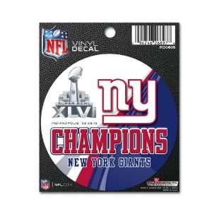 NFL New York Giants Super Bowl XLVI Champions Round Decal  