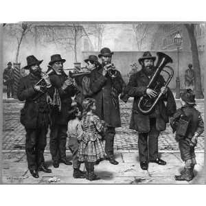  The German Band,Playing on street,Children,c1885