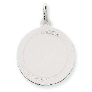   White Gold Etched Design .027 Gauge Round Engraveable Charm Jewelry
