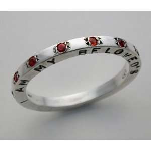   Sterling Silver & Garnet I am my beloveds Band, 11 1/2 Jewelry