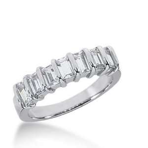 14K Gold Diamond Anniversary Wedding Ring 7 Straight Baguette Diamonds 