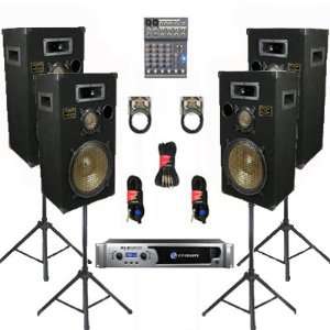   Way 12 Speakers, Mixer, Stands and Cables DJ Set New CROWNPPB12SET7