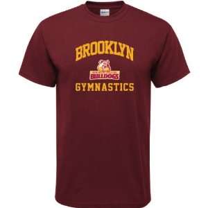  Brooklyn College Bulldogs Maroon Gymnastics Arch T Shirt 