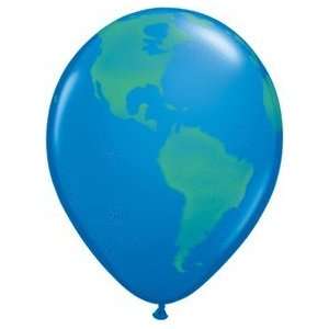  (12) Earth Globe 16 Latex Balloons Qualatex brand Toys 