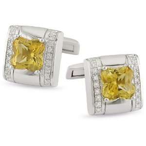  18k Gold Citrine and 1/5ct TDW Diamond Cufflinks Jewelry