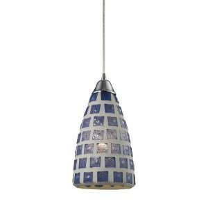  Elk 1321/1BLM 1 Light Pendant In Polished Chrome with Blue 