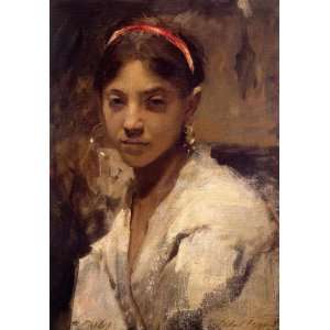  Oil Painting Head of a Capri Girl John Singer Sargent 