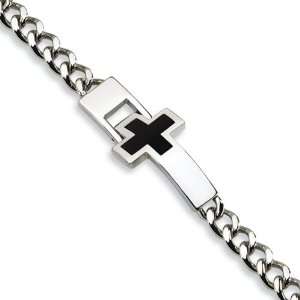  Stainless Steel Enameled Cross Bracelet 9.25in Jewelry