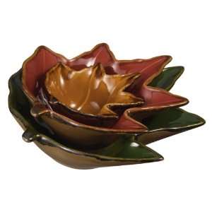   Ceramic Leaf Shape Nested Ceramic Bowls, Set of 3