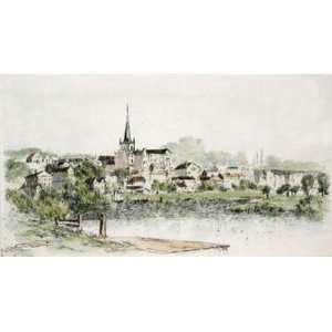  Ross on Wye Etching , Topographical Engraving Intaglio 