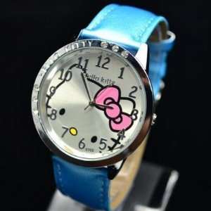   Kitty Classic Blue Wrist Watch + Free Heart Necklace 