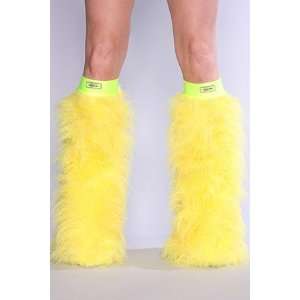  Yellow Faux Fur Fuzzy Furry Legwarmers 