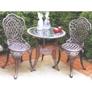   Mississippi 3 Piece Bistro Set with Glass Table Top