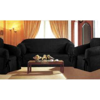 Pieces Solid Black Suede Corduroy Couch/sofa Cover+loveseat+chair 