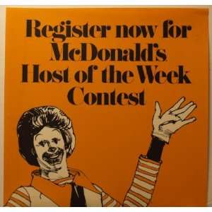   1970s McDonalds Host of the Week Contest Translight 