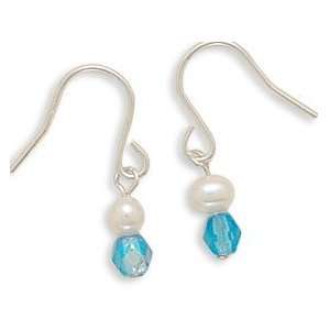   & Blue Czech Glass Earrings on French Wire 3 9 Yrs 