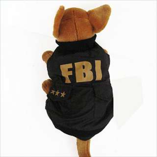 FBI Costume Jumpsuit pet dog clothes Chihuahua New  