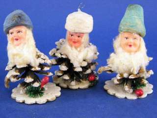   in Italy String of 10 Vintage 1950s Pine Cone Elves / Gnomes / Pixies