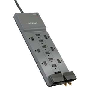   Protector, 12 Outlets, 10 Cord, 3996 Joules, Gray