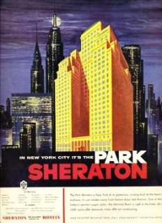 PARK SHERATON HOTEL NEW YORK CITY ART Vintage Ad 1954  