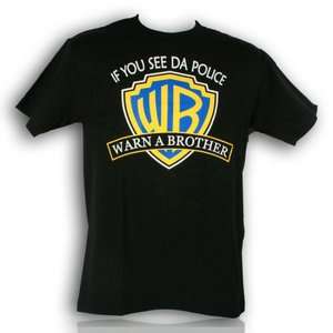 Mens funny If you see da Police, Warn a Brother adult T shirt New S 