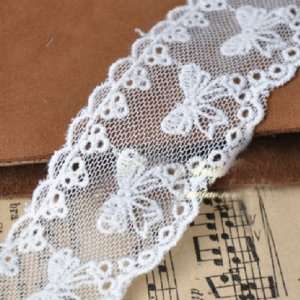  3cm Wide Beige Embroidered Soft Cotton Gauze Bilateral 