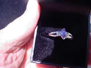 14K ~~MARQUISE TANZANITE SOLITAIRE RING WITH DIAMONDS GORGEOUS COLOR 