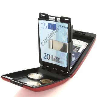 TRU VIRTU Aluminium Wallet with Credit Card Holder Red  