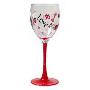 Hand Painted Valentine Wine Glass  