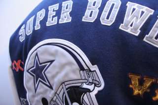 NFL Dallas Cowboys Super bowl versity jacket coat dark blue with white 