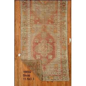  3x11 Hand Knotted Sivas Turkey Rug   33x115