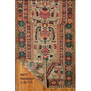  3x11 Hand Knotted Karabagh Caucasian Rug   38x115