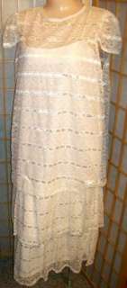 NOS Feminine Vintage Cream Victorian Garden Wedding Dress BAAR 18 