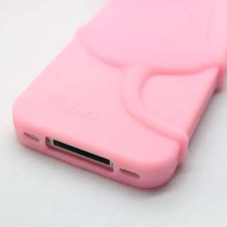 New Baby Pink Soft Silicone Kiki Cat Case Cover For Apple iPhone 4 4G 