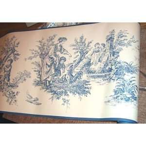  Waverly Country Life Toile Blue Wallpaper Border Wedgewood 