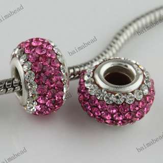 Colorful Area Swarovski Crystal 925 Silver Charm Spacer Loose Bead as 