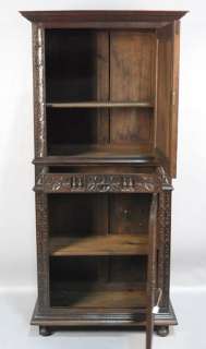 FINELY CARVED ANTIQUE 19TH C. FRENCH BRITTANY CABINET CUPBOARD 