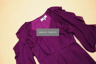 335 TiBi Balloom 3/4 Sleeve Silk Ruffle Dress Purple Pinkish Size 2 