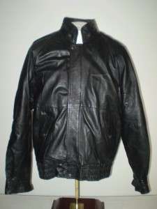 vtg mens leather Cafe Racer biker jacket black sz M  