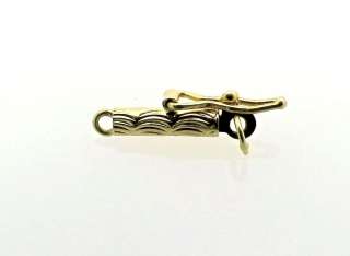 14K Solid Yellow gold Barrel W Veins Clasp Finding  