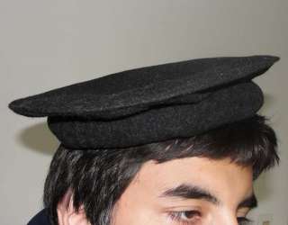 Charcoal Afghanistan Chitral Warn Soft Wool Hat Pakol Pakul Cap Beret 