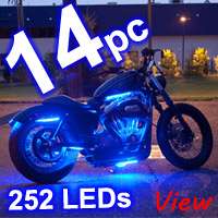 12pc BLUE LED NEON FLEXIBLE MOTORCYCLE LIGHTING KIT  