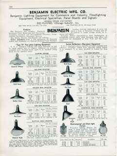 1934 BENJAMIN ELECTRIC Mfg Co Lighting Catalog ASBESTOS  