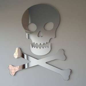   Skull and Cross Bones Mirror 4cm X 4cm (10 in Pack)
