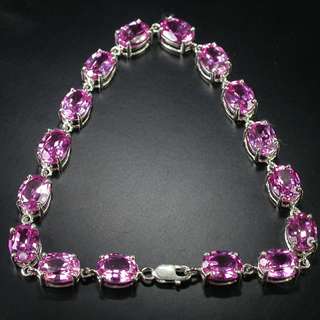 BEWITCHING TOP HOT SWEET PINK SAPPHIRE 925 SILVER BRACELET  