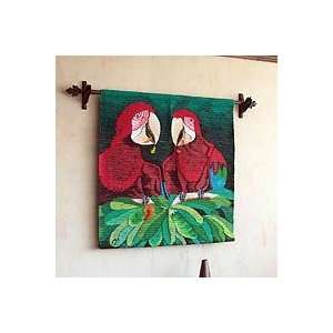  NOVICA Wool tapestry, Scarlet Macaws