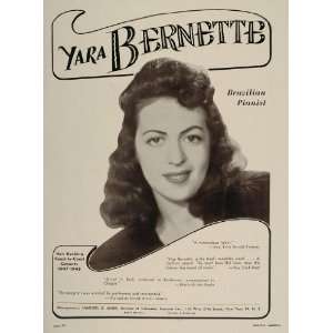  1947 Yara Bernette Brazilian Pianist Haensel Booking Ad 
