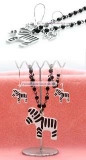 Korean Cute Zebra Black Bead Fashion Long Necklace Z102  
