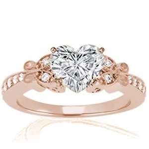  1.13 Ct Heart Shape Fluer Vintage Diamond Engagement Ring 